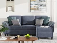 Homeify Elora Wooden 3 Seater Fabric Interchangeable Couch Sofa Set for Living Room (Premium Velvet,Grey)