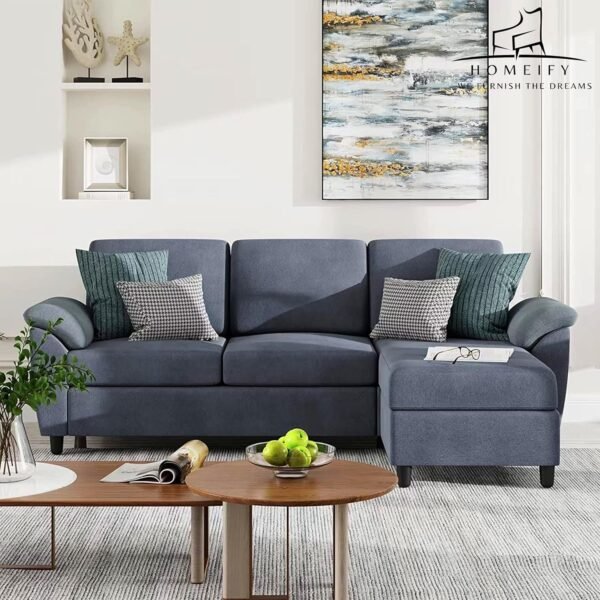 Homeify Elora Wooden 3 Seater Fabric Interchangeable Couch Sofa Set for Living Room (Premium Velvet,Grey)