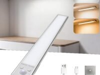 Hoteon Motion Sensor Under Cabinet Light, 1500mAh Rechargeable Wireless LED Cabinet Light with 3 Colour Modes, Stepless Dimming & Magnetic Mount for Kitchen, Wardrobe, Closet & Cupboard