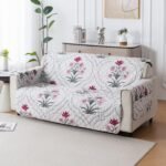 House of Quirk 'Mughal Series' Anti-Slip Sofa Cover Mat with Pocket | Polyester Couch Protector for Pets, Kids & Spills (Mughal Buta, 180x210cm, Four Seater)