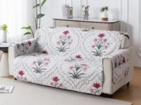 House of Quirk 'Mughal Series' Anti-Slip Sofa Cover Mat with Pocket | Polyester Couch Protector for Pets, Kids & Spills (Mughal Buta, 180x210cm, Four Seater)