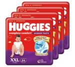 Huggies Complete Comfort Wonder Pants | Pant Style Baby Diapers Double Extra Large (XXL) Size, 96 Count | India's Fastest Absorbing Diaper, Prevents Diaper Rash, Ideal for 15 to 25 Kgs (24 Count, Pack of 4)