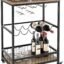 INDIAN DECOR. 45227 Bar Serving Cart Table Kitchen Wine Storage Cart with Wine Rack/Glass Holder, Serving Trolley with Lockable Wheels for Home/Pantry and Guest House, Black