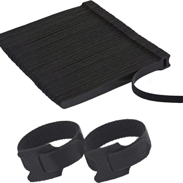 INOVERA (LABEL) 300 Pieces Cable Organizer Hook & Loop Tape - Wire/Cord Holder Management Strap - Reusable Hook & Loop Ties for PC, TV, Desk, WFH Accessories - Black