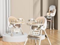 Infantso Feed-X (5-in-1) Baby High Chair/Baby Feeding Chair with Foot Support for 0 to 5 Years Baby, High/Feeding Chair Foldable, Height Adjustable, Safety Harness, Wheels, Cushion, Portable Chair