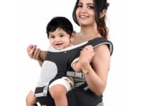 Infantso Premium Hip Seat Baby Carrier with 6 Adjustable Carry Positions, Carrier for 0 to 3 years Baby with Hip Seat, Kangaroo Style Bag, Baby carrying Bag for Newborn to Toddler, Weight upto 15kgs (Black Grey)