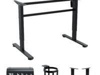 JIN OFFICE Octave Height Adjustable Desk Electric | Standing Desk, 80 Kg Wt. Cap, 2 Year Warranty| Sit Stand Table with Memory Preset, Cup Holder| Stability Crossbar| Only Black Frame, No Table Top