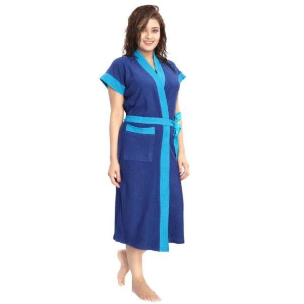 KUBER TAXTILE Women Solid Bordered Bath Robe | 100% Cotton Short Robes Soft Bathrobe Lightweight Bordered Kimono | Half Sleeve with Front Pocket | Versatile One Size Bath Gown ideal for Loungewear