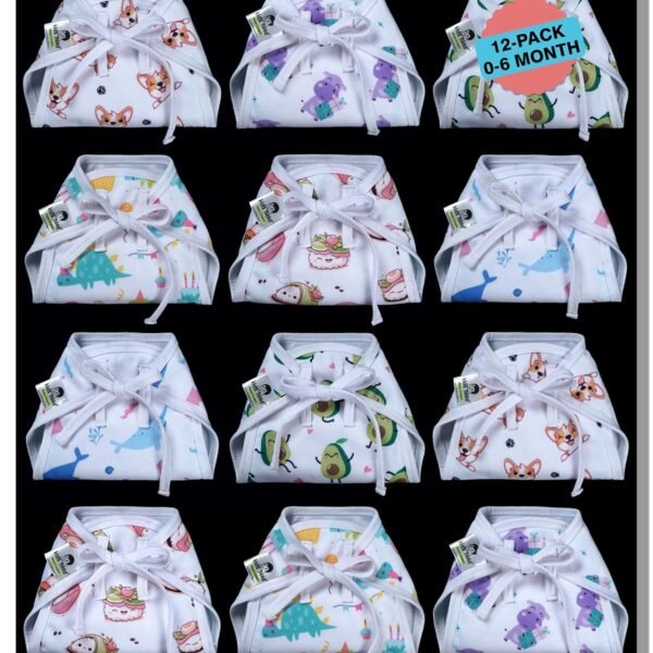 Kids Need Premium langots for new born 0-6 months (12 Pack) Super Soft Double Layered nappy Breathable cotton cloth nappies for new born baby essentials | NP2