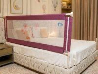 Kids Station 1 Side Premium Bed Rail Guard (6.3ft x 2.6ft / 190x80cm), Bed Railing for Baby Safety, Kids Toddler Bed Protector Side Walls, Adjustable Height, Portable & Foldable (Maroon)