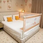 Kids Station 2 Side Premium Bed Rail Guard (6.3ft x 5ft / 190cm x 150cm), Bed Railing for Baby Safety, Kids Toddler Bed Protector Side Walls, Adjustable Height, Portable & Foldable (Beige)