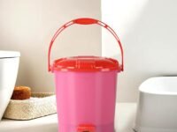 Kuber Industries Plastic Pedal Dustbin (7 LTR) With Lid | Garbage Bin With Handle | Wet & Dry Waste Bin | Red Or Pink Dhakkan Trash Can