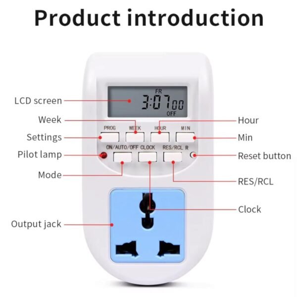 LEYDEN® AL-06, 220VAC, 10A Digital Timer Plug Socket Switch Controller, 16 Program Per Day Clock Time Based Timer Plug Socket