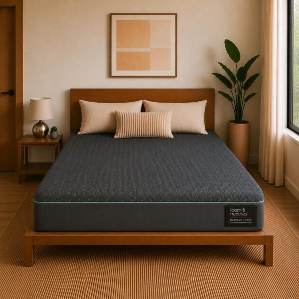 LOOM & NEEDLES Orthopedic Mattress | 5 Zone Cooling Gel Medium Firm Memory Foam Orthopaedic Mattresses | 8 Inches Queen Size Gadda with Temperature Control Technology | 78x60 Inch