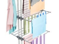 LiMETRO STEEL Clothes Drying Stand Foldable Stainless Steel for Home, Heavy Duty Cloth Dryer Stand for Balcony, Laundry Drying Rack for Clothes, Rust Proof Indoor Outdoor Drying Stand, 42x15x68 cm