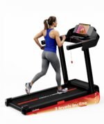 Lifelong 4.5HP Motorized Treadmill for Home | Manual Incline 12% Foldable Handle Max Speed 12 km/h LED Display | 12 Workout Programs |110 kg Capacity| Ideal Gym Equipment for Home Workout Jet Black