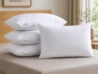 MYARMOR Height Adjustable Microfiber Pillows Set of 4 for Sleeping - 16 x 24 Inches - White