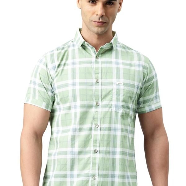 Majestic Man Men Slim Fit Pure Cotton Checkred Half Sleeve Casual Shirt