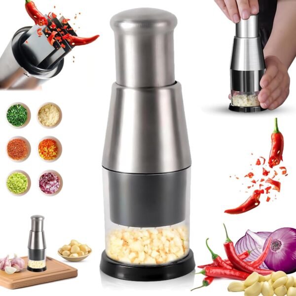 Manual Pressed Chopper Hand Press Food Chopper Pressed Garlic Chopper Manual Garlic Press for Mincing Garlic Onion Peppers Multifunctional Mini Chopper