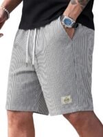 Men's Cotton Casual Shorts |Striped Half Pants for Men |Comfortable | Elastic Waist with Drawstring | Lightweight & Comfortable for Beach Vacations, Casual Daily Outings & Sleepwear Bermuda Shorts