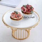 Metal Round Cupcake Stand White and Gold Multipurpose Serving Stand Perfect for Weeding, Birthday Party