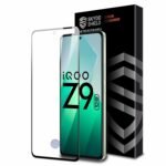 Military-Grade Gorilla Tempered Glass For iQOO Z9 and Vivo T3 (6.67 Inch) With Installation Kit | Edge to Edge Coverage | Black