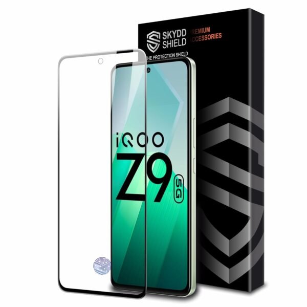 Military-Grade Gorilla Tempered Glass For iQOO Z9 and Vivo T3 (6.67 Inch) With Installation Kit | Edge to Edge Coverage | Black
