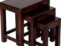Modway Sheesham Wood Contemporary Nesting Tables Set of 3 Stools (Walnut Finish)