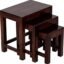 Modway Sheesham Wood Contemporary Nesting Tables Set of 3 Stools (Walnut Finish)