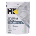 MuscleBlaze 100% Clean Raw Whey Protein Concentrate, Unflavoured (2kg / 4.4lbs | 24g Protein per Scoop | Easy to Digest