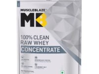 MuscleBlaze 100% Clean Raw Whey Protein Concentrate, Unflavoured (2kg / 4.4lbs | 24g Protein per Scoop | Easy to Digest
