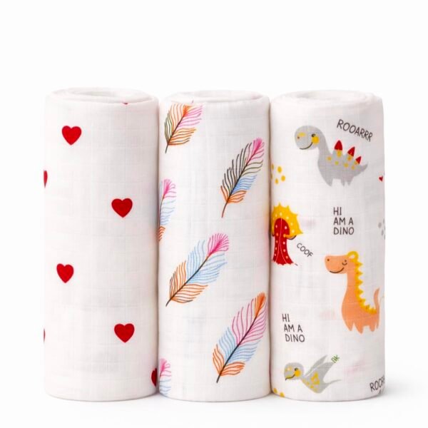Muslin Baby Towels (Pack of 3) 100% Pure Cotton Muslin Baby Bath Towel 85x75 cm, Ultra Soft Lightweight Breathable Newborn Baby, Infants, Toddlers, for Boys & Girls