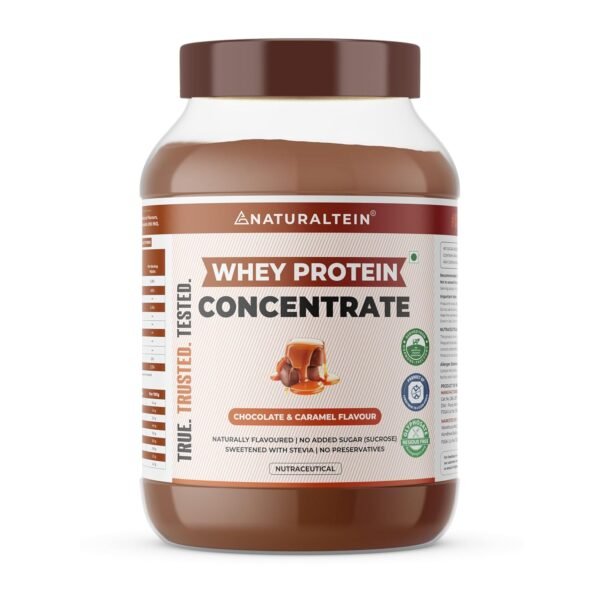NATURALTEIN Natural Whey Protein Concentrate 1kg – Chocolate Caramel | No Artificial Sweeteners | Non-GMO | Naturally Flavored | Clean Protein for Muscle Recovery