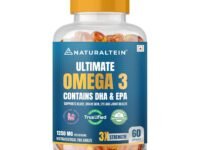 NATURALTEIN Omega-3 Fish Oil 1250mg Triple Strength Softgel Capsules | 450mg EPA & 300mg DHA in Triglyceride Form for Better Absorption | Heart, Brain, Eye & Joint Support | Glyphosate-Free | 60 Softgel Capsules | 60-Day Supply