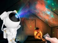NYRWANA Astronaut Projector Night Lamp for Kids & Bedroom, Birthday Gift for Kids, Cute Table Lamp, Silicone Rechargeable Lamps with Charging Plug, Valentine Gift for Girlfriend (Multicolor)