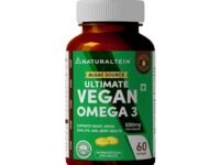 Naturaltein Ultimate Vegan Omega 3 (60 Softgels) | Algae Source DHA | 1000 mg Algae Oil & 500 mg DHA Per Serving | Plant-Based Omega 3 | Heavy Metal Tested