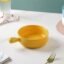 Nestasia Ceramic Yellow Snack Bowl with Handle | Microwave & Dishwasher Safe Serving Bowl Perfect for Snacks, Noodles, Salads, Soup, Baking (600ml)