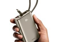 Noise Power Bank 10000mAh: Built-in Type-C Cable, 22.5W Fast Charging, 120g Ultra-Compact, LED Display for Battery%, Premium Metallic Finish, Triple Device Charging, BIS Certified (Titanium)
