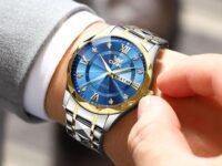 OPK Watches for Men Diamond Roman Analog Mens Watches Waterproof Large Stainless Steel Men Wrist Watch Business Father Gift Watch