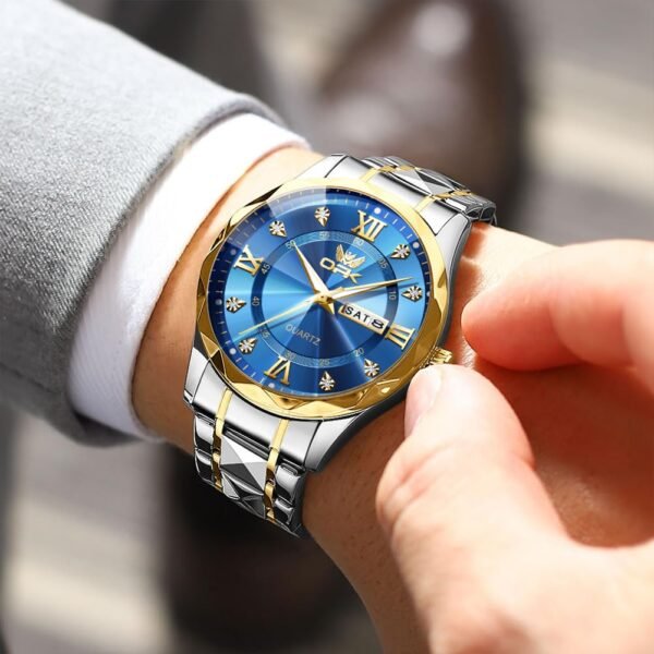 OPK Watches for Men Diamond Roman Analog Mens Watches Waterproof Large Stainless Steel Men Wrist Watch Business Father Gift Watch