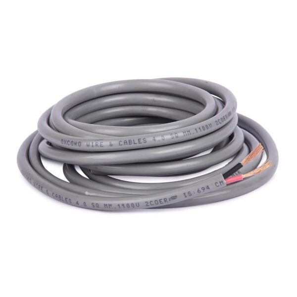 OXCORD 2 core Round Copper Wires and Cables 4mm for Domestic and Industrial Electric Connections (2 Meter / 6.46 Feet / 2.81Yard)