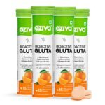 OZiva Bioactive Glutathione Tablets for Radiant Skin - 60 Effervescent Tablets (Pack of 4) | L-Glutathione, Lycopene, Vitamin C for Skin Glow & Anti-Pigmentation|Orange