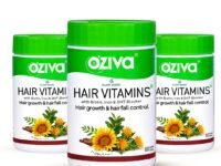 OZiva Hair Vitamins Capsules for Hair Growth |100% Natural with Biotin, Iron, DHT Blocker & Vitamin E I Clinically Proven Hair Growth Supplements for Women & Men (3 Months, Results Pack), 250 grams