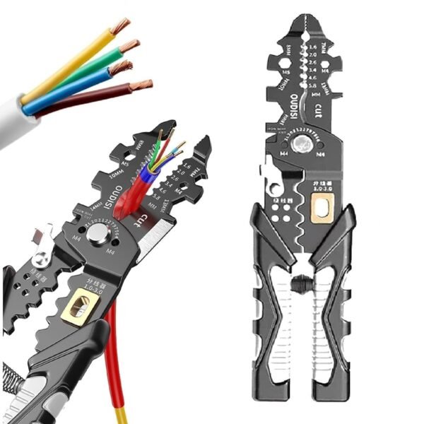 Obedient 25-in-1 Multifunction Wire Strippers Pliers Electeical, 8 inch Crimping Tool, Professional Tools and Cable Stripper for Cutting, Shearing, Stainless Steel Puller, 6 In 1 Looping, Splitting