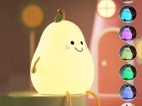 One94Store Rechargeable Silicone Pear Night Lamp, Touch Control 7 Color LED Baby Night Light for Kids Bedroom, Nursery, Bedside Decor, Gift for Kids