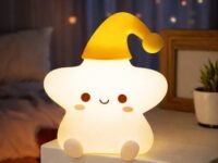 One94Store Silicone Star Night Light | USB Rechargeable LED Lamp with 7-Color Breathing Modes | Soft Silicone Nursery Light for Kids Bedroom Decor | Perfect Baby & Toddler Gift, White