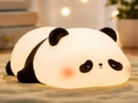 One94Store Sleeping Panda Silicone Night Lamp, USB Rechargeable Touch Sensor 7 Color LED Bedside Light for Kids Bedroom, Nursery Decor, Baby Gift
