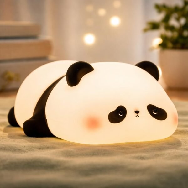 One94Store Sleeping Panda Silicone Night Lamp, USB Rechargeable Touch Sensor 7 Color LED Bedside Light for Kids Bedroom, Nursery Decor, Baby Gift