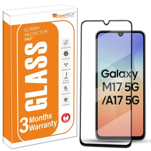 OpenTech® Military-Grade Tempered Glass Screen Protector Compatible for Samsung Galaxy M17 5G / Samsung Galaxy F17 5G / Samsung Galaxy A17 5G with Edge to Edge Coverage and Easy Installation kit