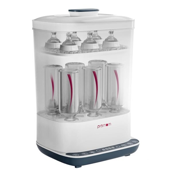 PROMOM 6-in-1 Baby Bottle Sterilizer & Dryer with Air Filter & LED Controls | Kills 99.9%* Germs in 10 min Cycle | Quick Drying & Storage | Stays Sterile Upto 72hrs*,multicolor, STANDARD WARRANTY PACK ( 1 Year Warranty )